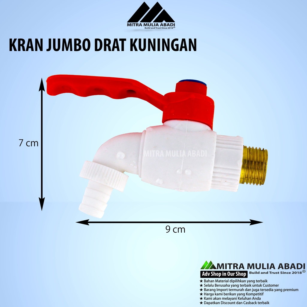 KRAN TAMAN JUMBO DRAT KUNINGAN UKURAN 1/2 Keran PVC Nozel Tembok