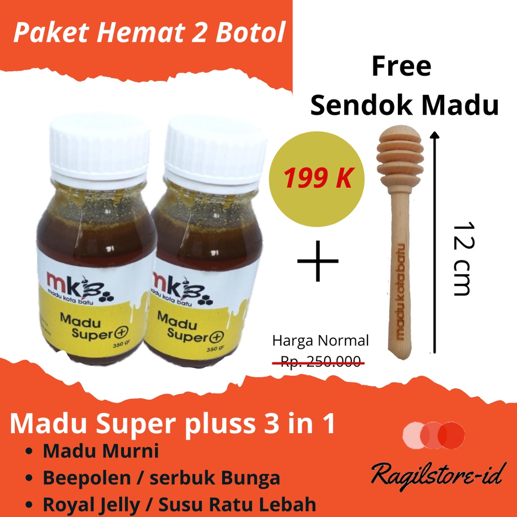 

Paket Hemat 2 Botol Madu Super Pluss(+) Netto 700 gr FREE Sendok Madu