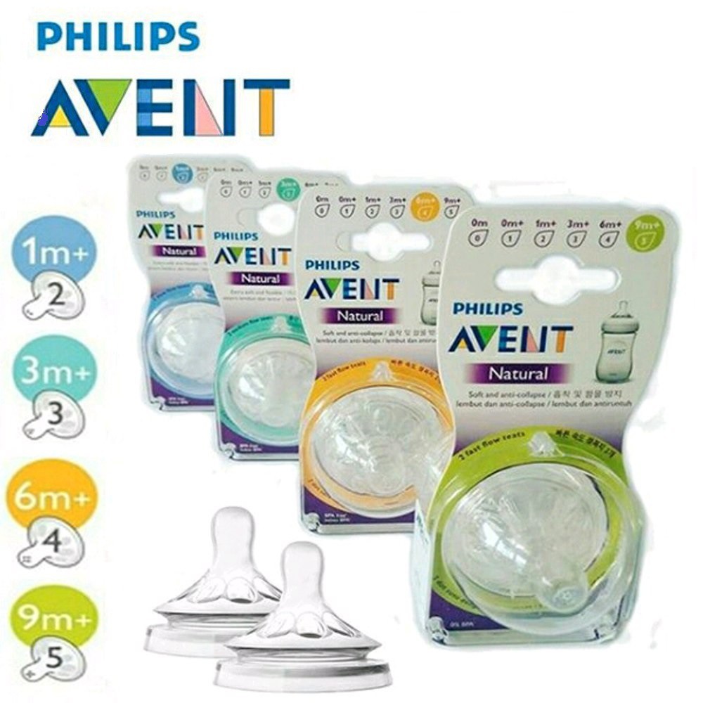 philips avent natural nipple / nipple avent natural isi 2 per pack