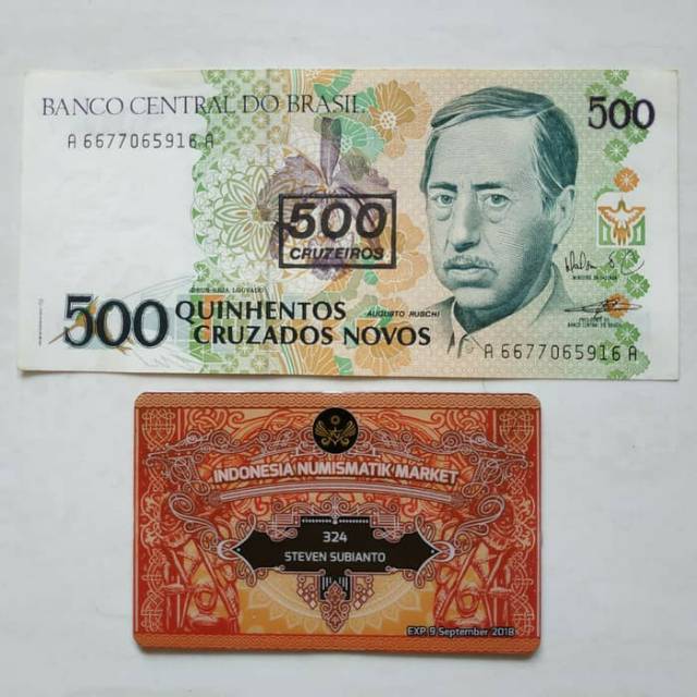 Uang Kuno Brazil 500 Cruzeiros th 1990