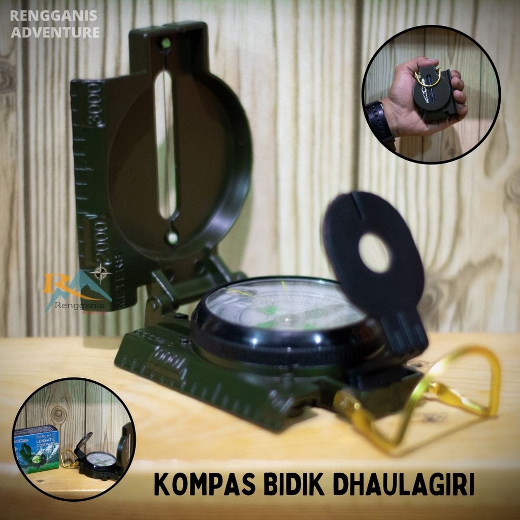 Kompas Bidik Lensatic Compass Pramuka Survival Hiking Gunung Outdoor Kompas TNI