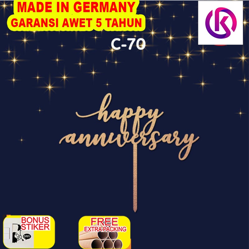 

Murah ANNIVERSARY CAKE TOPPER / HIASAN KUE / CUSTOM TOPPER - 10cm