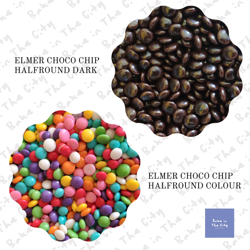 

ELMER CHOCO CHIP HALFROUND DARK / COLOUR - Repack 200 Gr