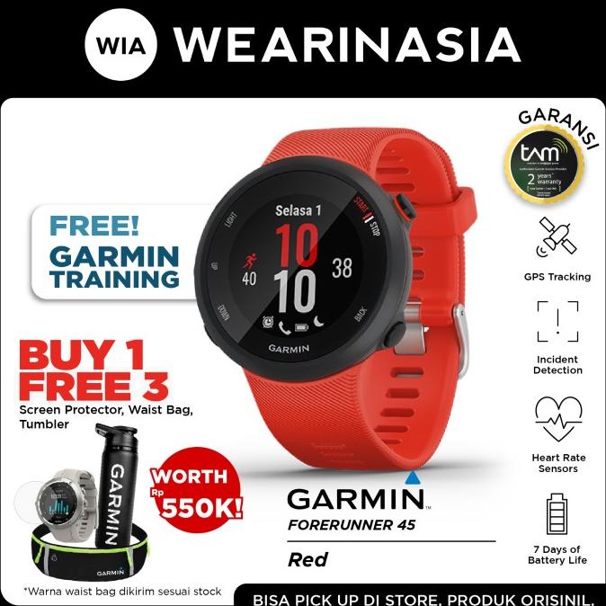 Garmin SmartWatch Forerunner 45 Lava Red Garansi Resmi TAM 2 Tahun