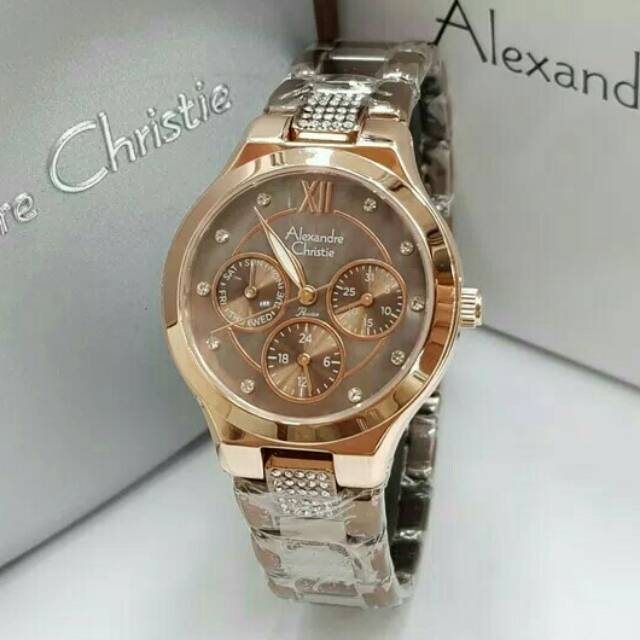 JAM TANGAN CEWEK / WANITA ALEXANDRE CHRISTIE AC 2731 ROSEGOLD BROWN