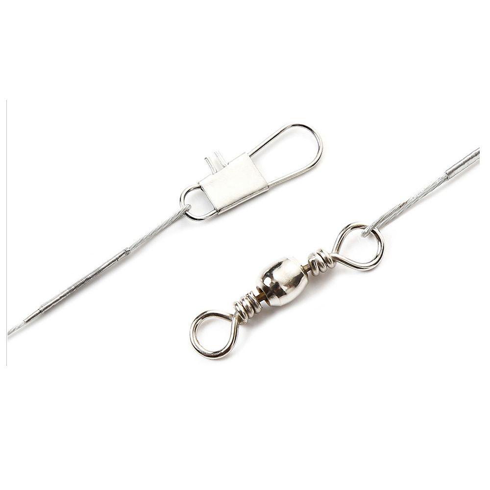 TOP 10pcs Jejak Kawat Baja Aksesori Olahraga Safety Snap Steel Wire Leader Dengan Kait Umpan Pancing