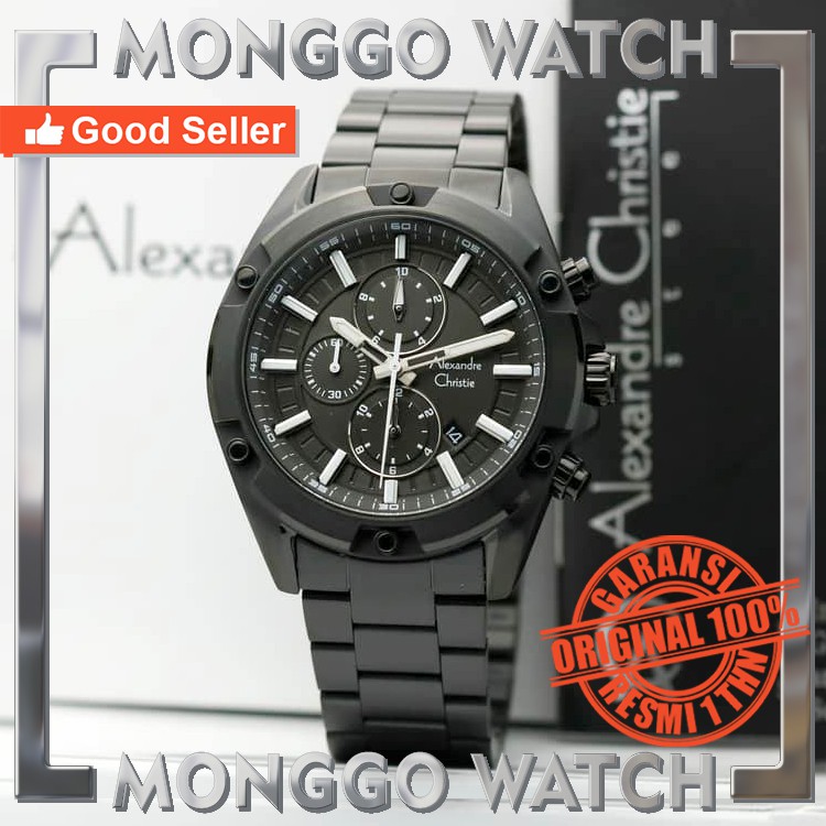 JAM PRIA ALEXANDRE CHRISTIE AC 6524 BLK ORIGINAL BERGARANSI RESMI