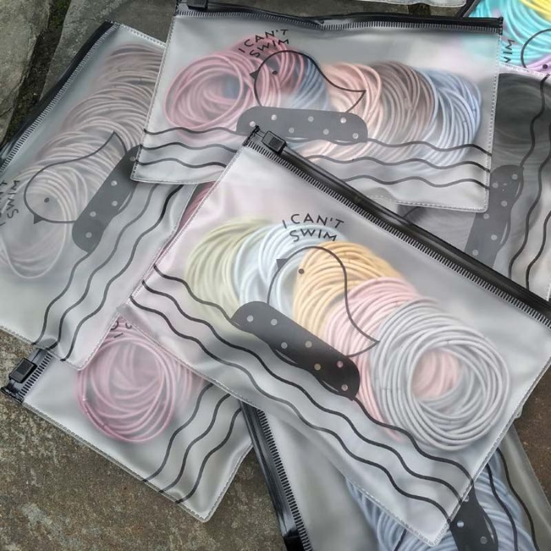 [100pcs] IKAT RAMBUT POLOS ALA KOREA I CAN SWIM WARNA WARNI FREE ZIPPER BAG