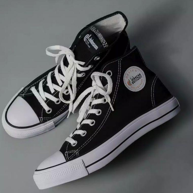 TOS.26Au22ᴸ ▫ Johnson Basic HighCut Black White Original Sepatu Jhonson Basic High Hitam Putih Sepat