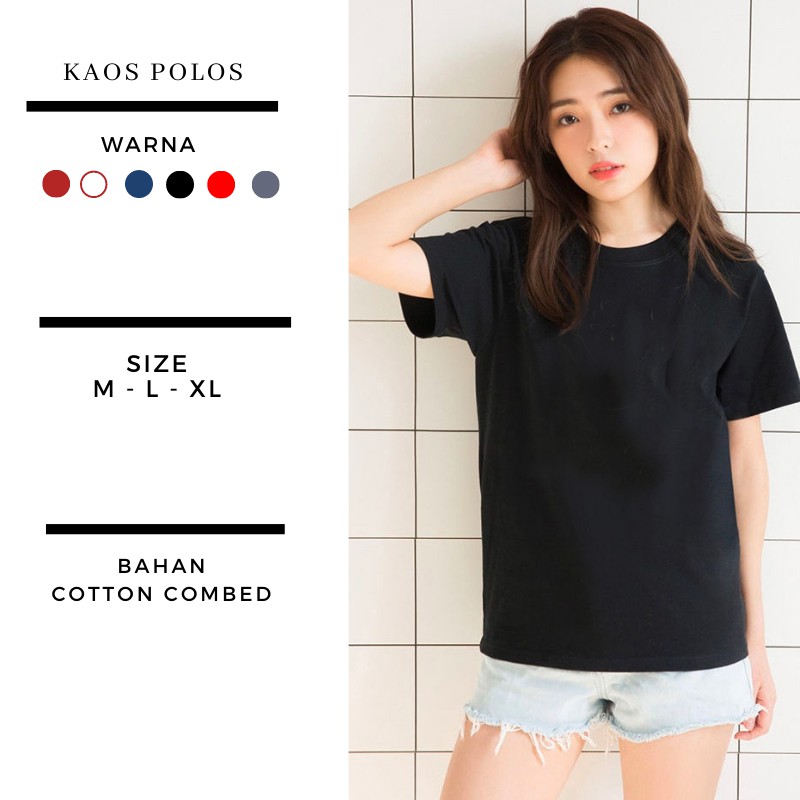 kaos polos premium tshirt katun combed polosan hitam putih