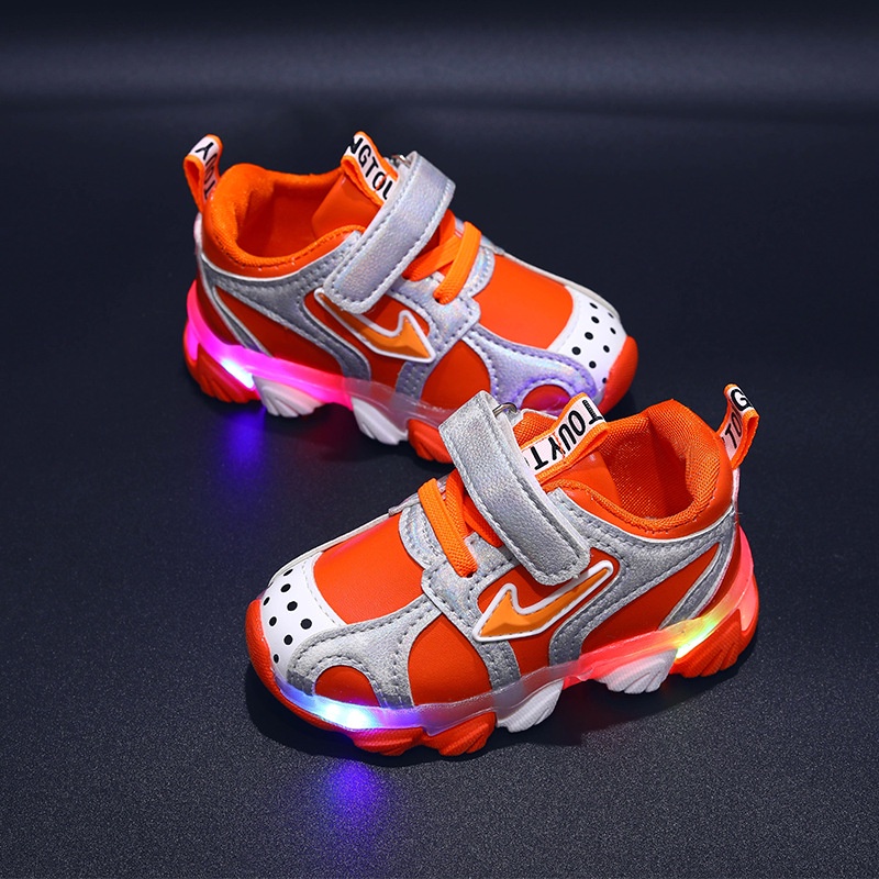 B57 NEW Sepatu kets LED anak dua warna kualitas premium