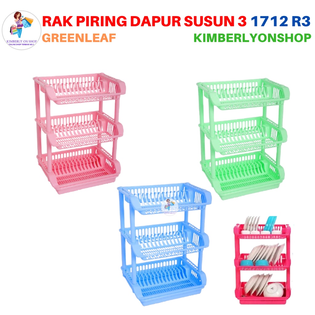 Rak Piring Plastik Susun 3 Emerald 1712 R3 Green Leaf