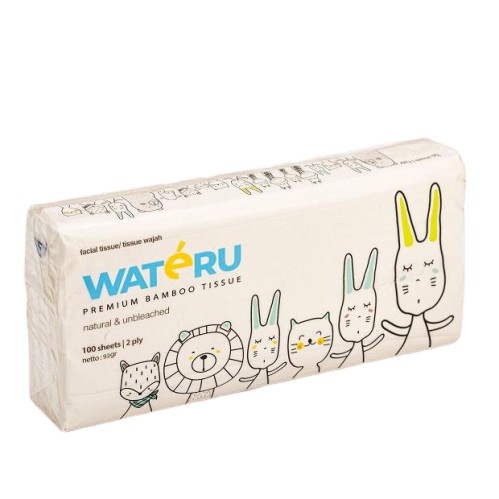 Wateru Bamboo Tissue Facial, Pocket, Pop Up, Mini Table 100 150 6x10 Tisu Bambu Anti Bacterial Eco