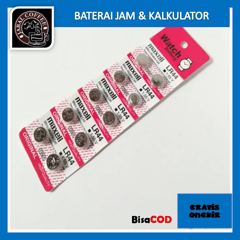 Baterai Jam Tangan Kalkulator AG13 SR LR44 / Baterai Jam Kancing Maxel LR44 Merah 015