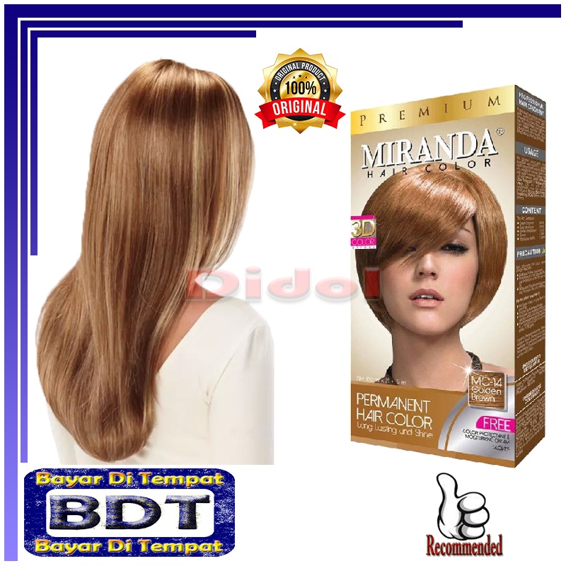 Pewarna Rambut Permanen Miranda Hair Color Premium MC-14 Golden Brown Pewarna rambut yang Bagus Cat 