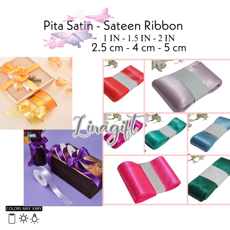 ( 3 Meter ) PITA SATIN IMPORT POLOS 25MM / 40MM / 50MM - 2 IN / 5 CM / 1.5 INCH - PITA SATEN TAIWAN SATEEN / PITA KADO / SILK GIFT RIBBON 11/2IN