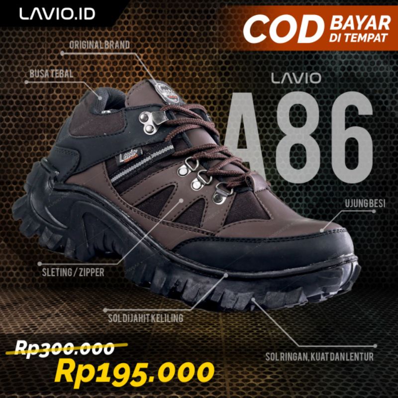 Lavio A86 Sepatu Safety Pria Sol Karet Lentur Anti Licin