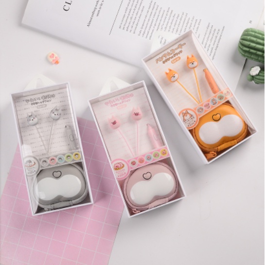 [E-213] Set Earphone PANTAT Hewan / Headset Karakter Animal Butt Lucu / Wadah Earphone Bulat Motif Bokong Animal / Earphone Pantat Kucing Pantat Corgi Pantat Babi