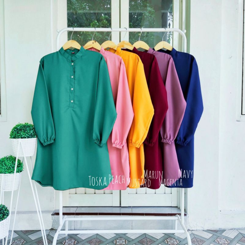 TM 11- COD Tunik kemeja wanita hem atasan cewek XL &amp; XXL jumbo ld 118 cm panjang muslim ibu muda murah