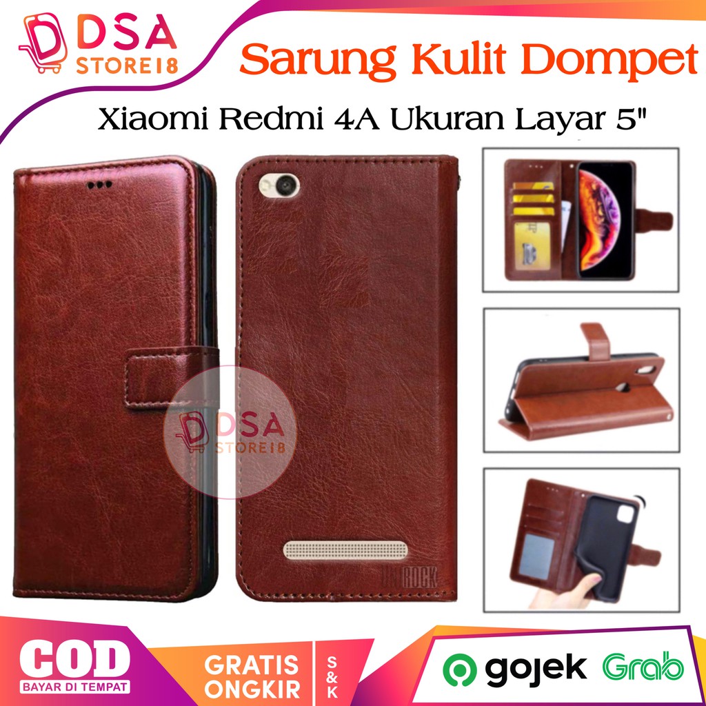 Case Redmi 4A / Casing Redmi 4A / Leather Case Flip Cover Wallet Dompet Hp Casing Kulit