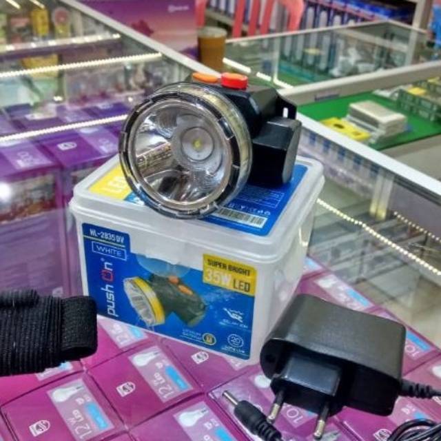 senter Kepala push on Selam/Headlamp Diving LED 35 Watt Putih/Kuning Push on