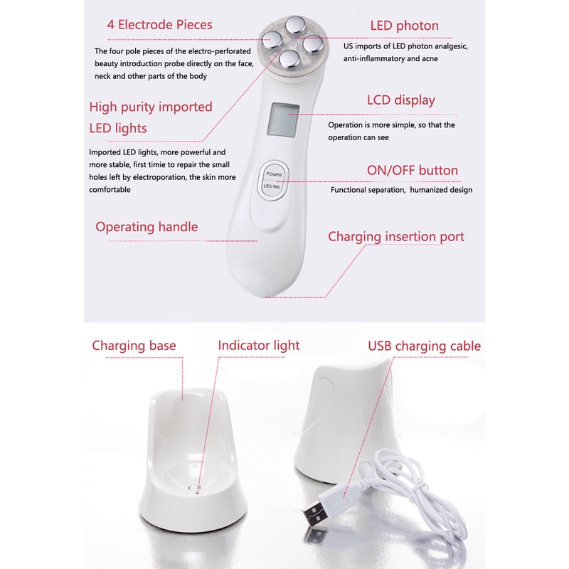 Alat Perawatan Kulit Wajah RF EMS Photon Skin Rejuvenation - 9902 - White