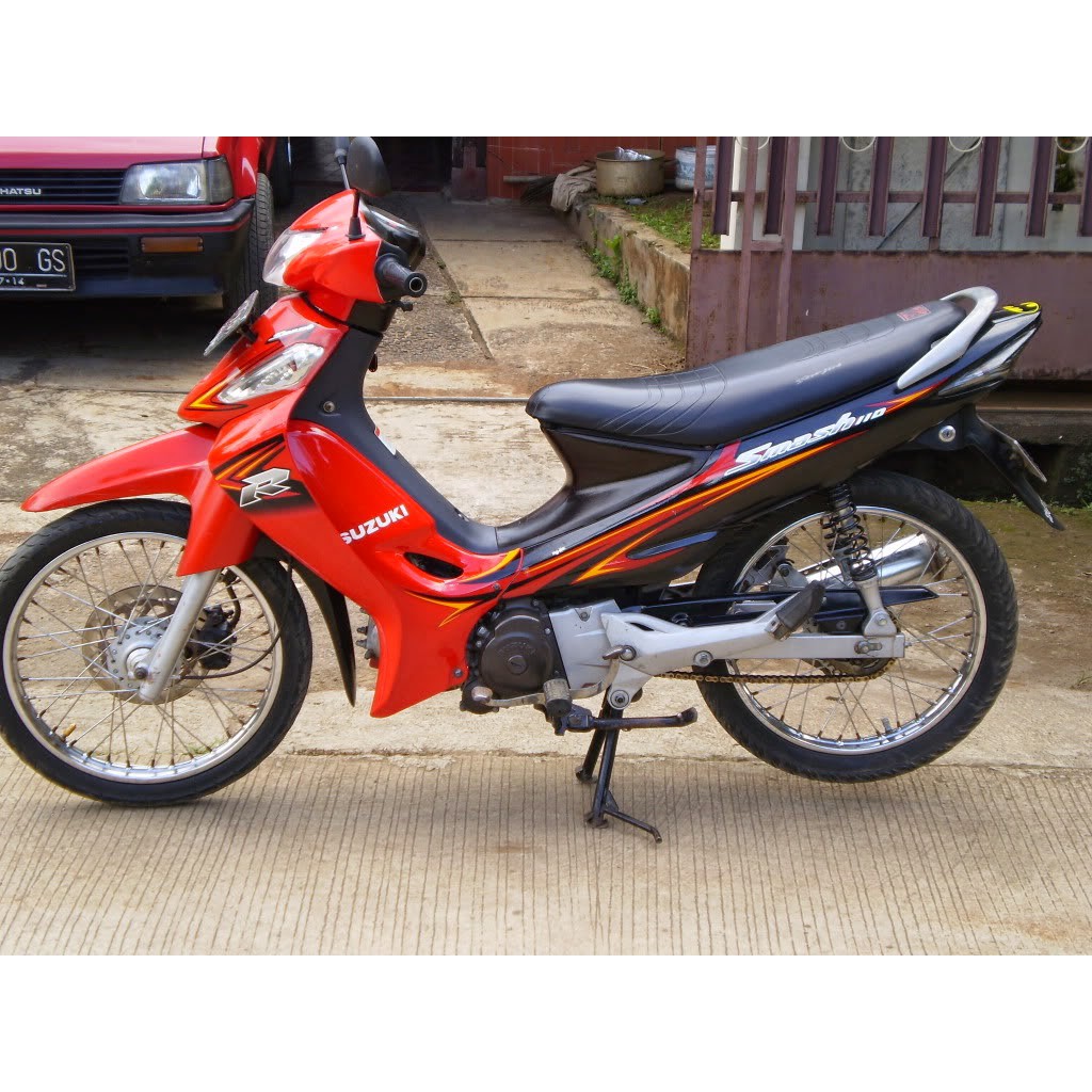 Stiker Striping Motor Suzuki Smash 110 R 2008 Hitam Merah Shopee