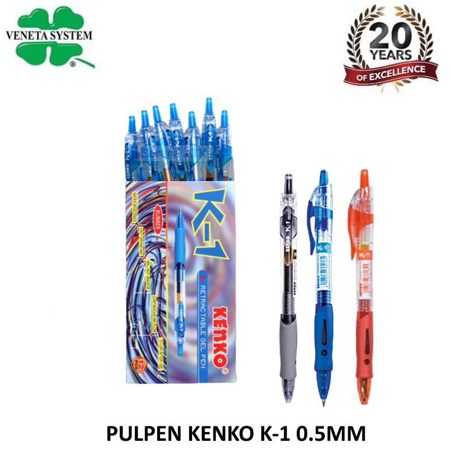 Bolpen / Pulpen Kenko K1 0.5 mm Gel Warna Hitam Biru Merah