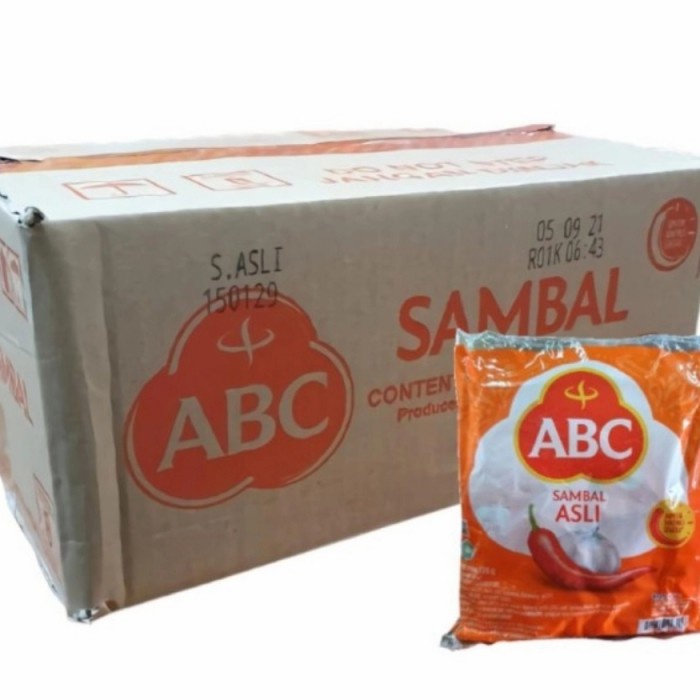 

Saos Sambal ABC Asli Sachet - 1 Dus/Karton isi 21 Pak x 22 Sachet @8gr