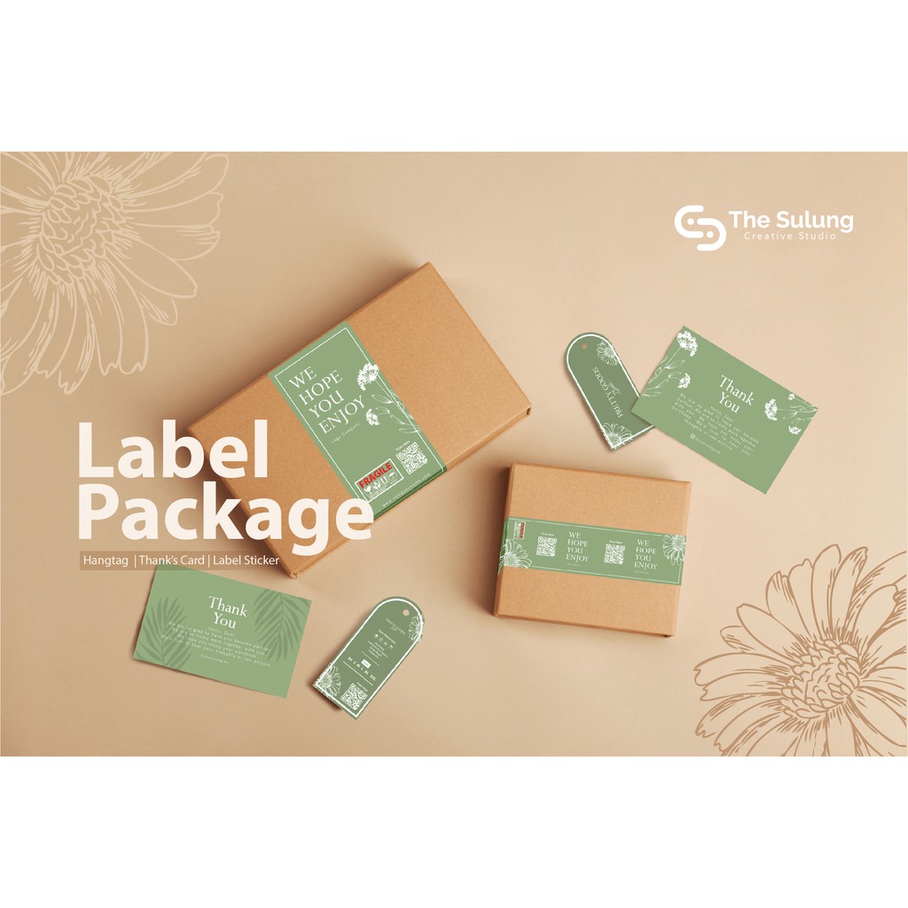 

Cetak Custom Label Package Hangtag + Box Seal + Greeting card(100 pcs) / Sticker Segel / Hampers