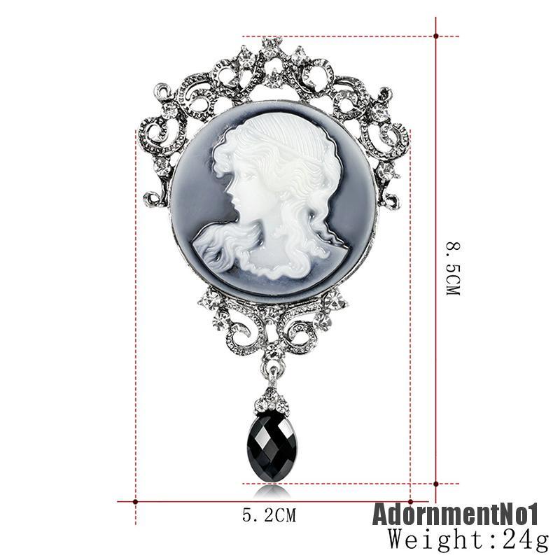 (Adornmentno1) 1pc Bros / Pin Gaya Victoria Motif Cameo Aksen Kristal Untuk Aksesoris Wanita / Pesta Pernikahan