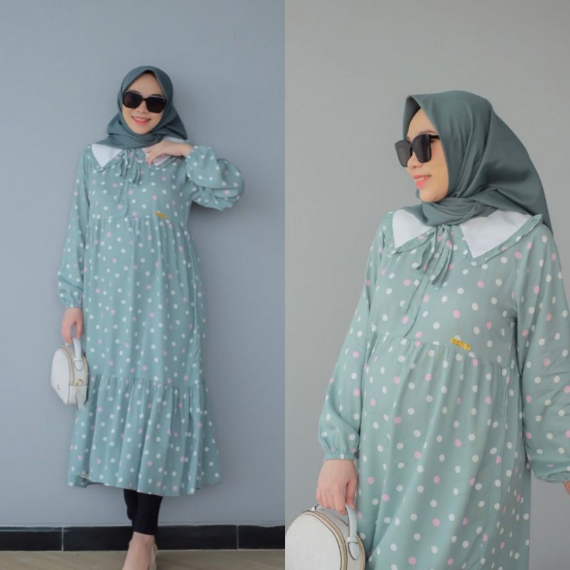 DYN-jovie midi dress -jovie midi dress by Dyn clothingline-tunik polkadot