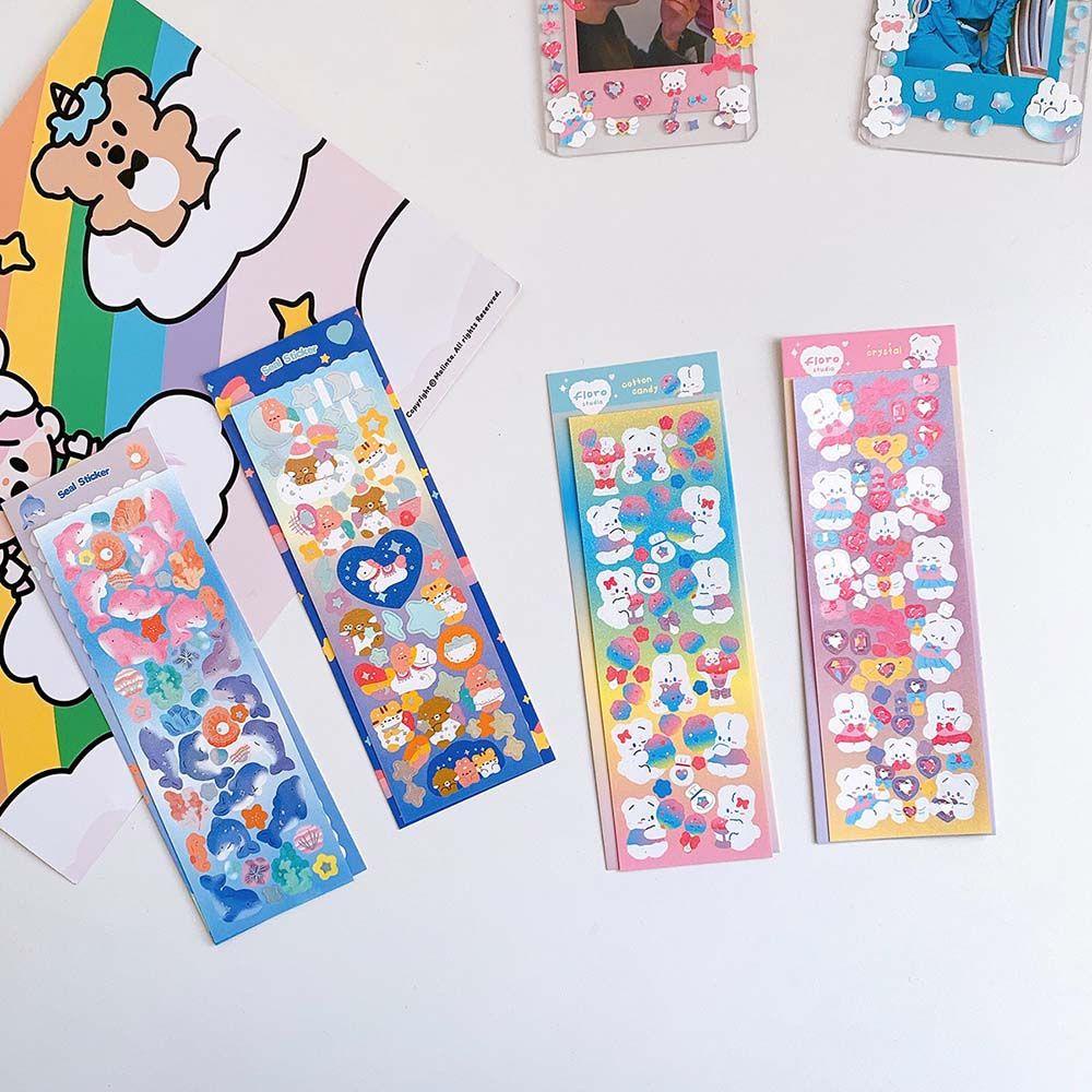 [Elegan] Stiker Dekoratif Kartun Lucu 1lembar Decal Diary Stiker DIY Scrapbooking Kolase Bahan Hewan Kartun Beruang Dekorasi Kertas