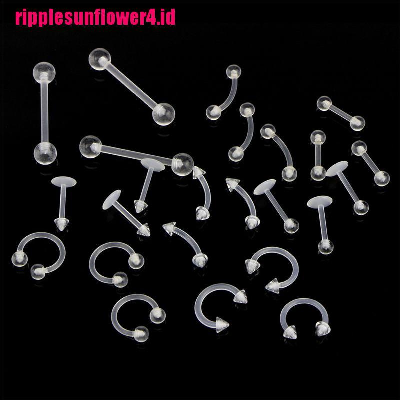 24pcs Anting Tindik Lidah / Bibir / Tubuh Transparan