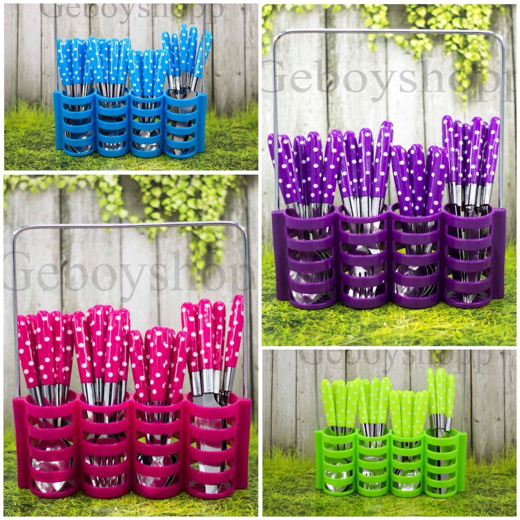 SENDOK SET POLKADOT B /  PERALATAN MAKAN DAPUR RUMAH TANGGA