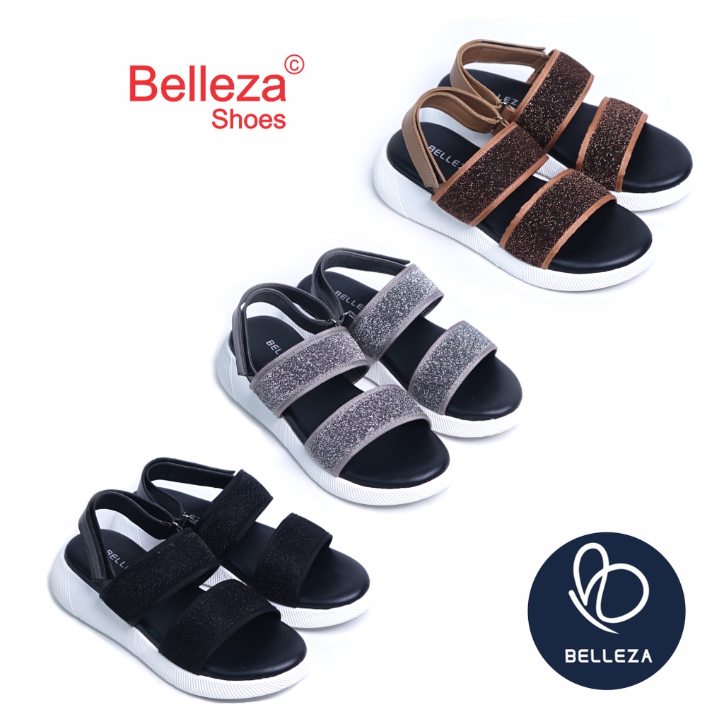 BELLEZA MALL - Sepatu Sandal Wanita Wedges 3 cm BELEZA DYAN Spatu Sendal Wegdes Cewek Warna Hitam Pu