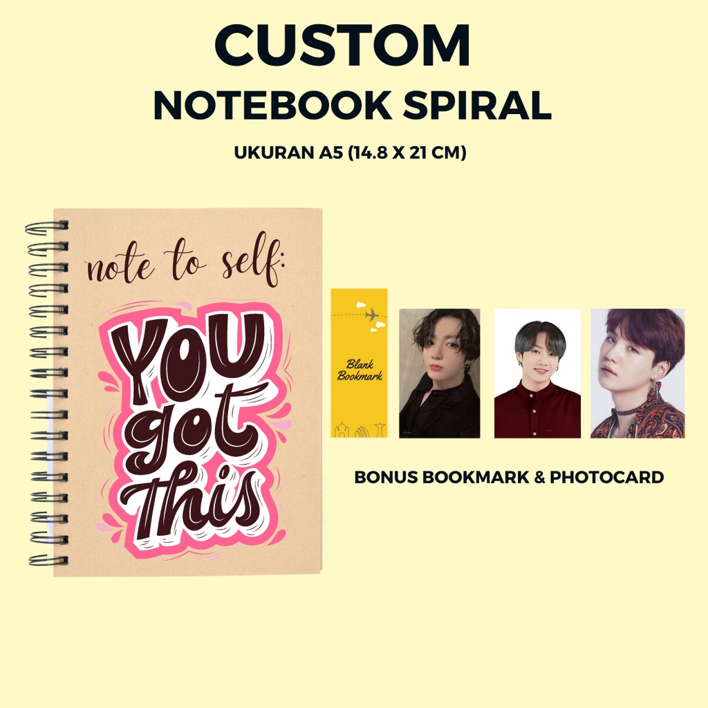 

Notebook Spiral A5 Custom Murah - Free pembatas buku dan foto
