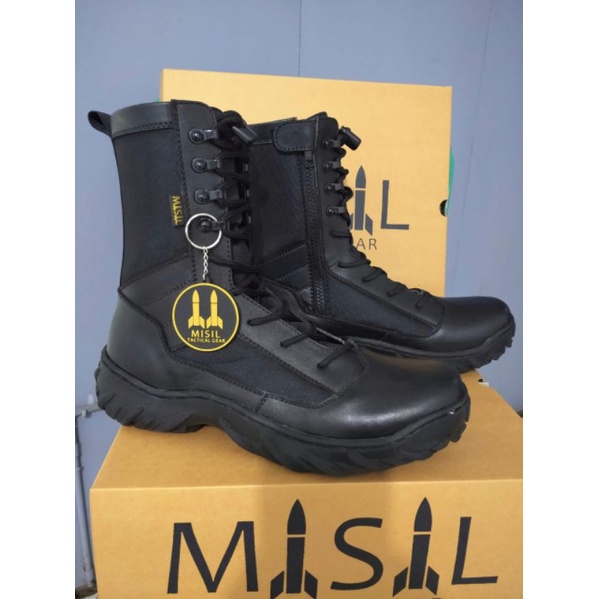 Sepatu pdl jatah polri kulit asli merk misil/Sepatu pdl tni polri merk misil kulit asli kombinasi ka