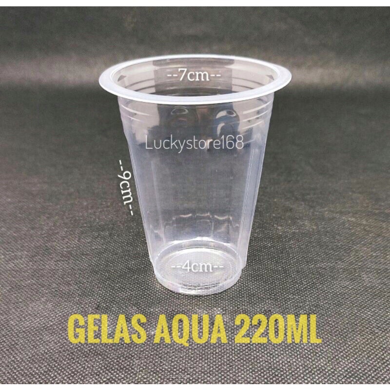 Gelas plastik cup Aqua  isi 50pcs / gelas kopi /gelas cup susu dll 220ml