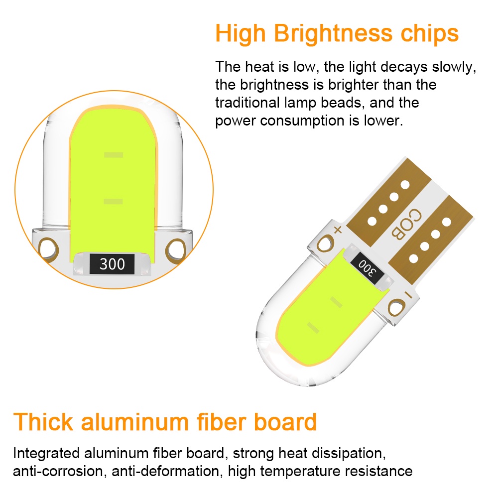 Lampu LED T10 W5W COB Can-bus Decoding Bahan Silica Gel Untuk Plat Nomor Mobil