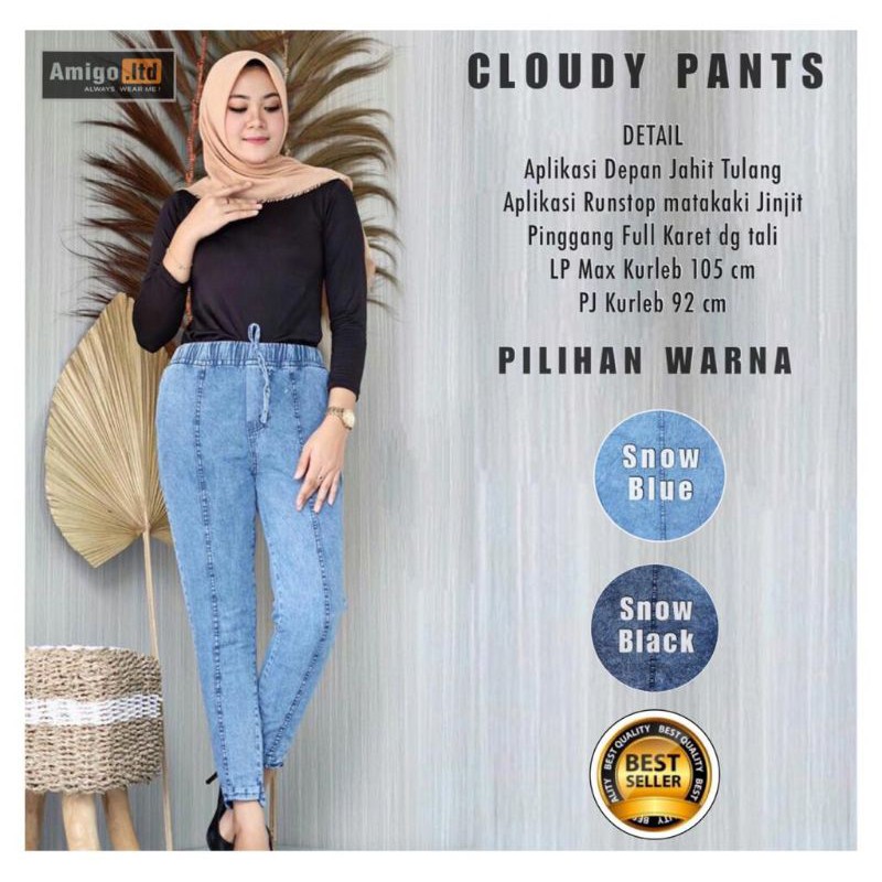 CLOUDY PANTS | Celana Baggy Jeans Wanita Kekinian | Celana Jinjit