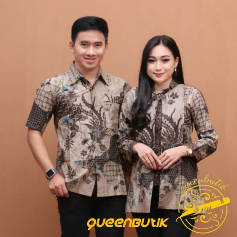 tey-17 Batik wanita ASJ SA HRB026 Kenongo Kemeja Tosca Pendek queenbutik