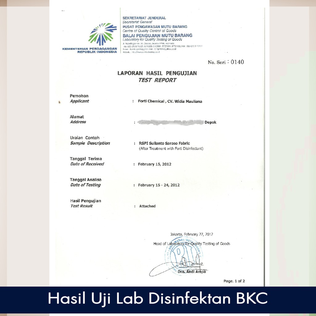 Disinfektan BKC 1 Liter / 1000 ml (Disinfectant / Desinfektan)