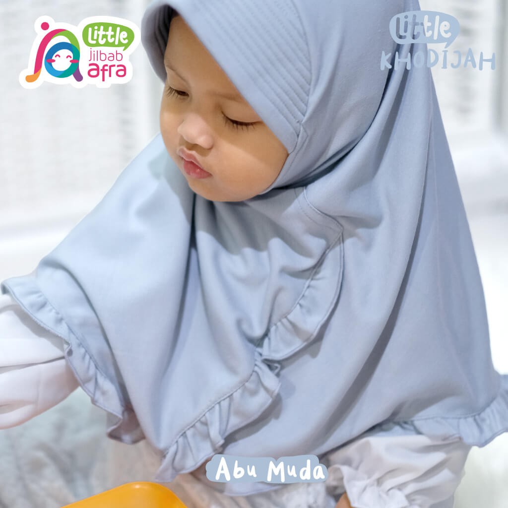 Jilbab Instan Anak Little Khodijah Abu Muda - Little Jilbab Afra - Bahan Kaos, Adem &amp; Lembut