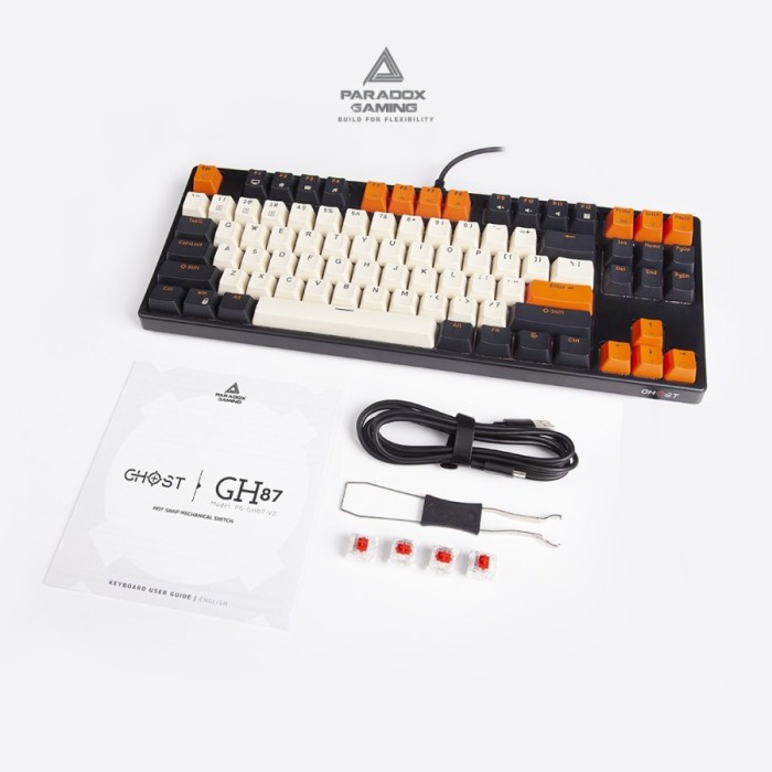 PARADOX GAMING KEYBOARD GHOST87 V2 YELLOW SWITCH/HOTSWAP BLACK CASE