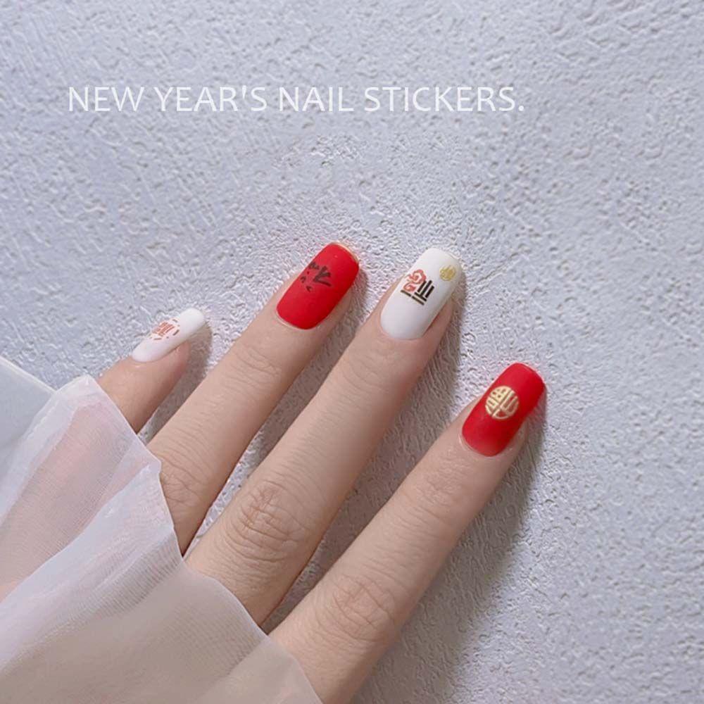 Hiasan Nail Art AUGUSTINA Tahun Baru Imlek Lentera Decal Indah|Pola2022dekorasi Nail Art DIY Tahun Baru