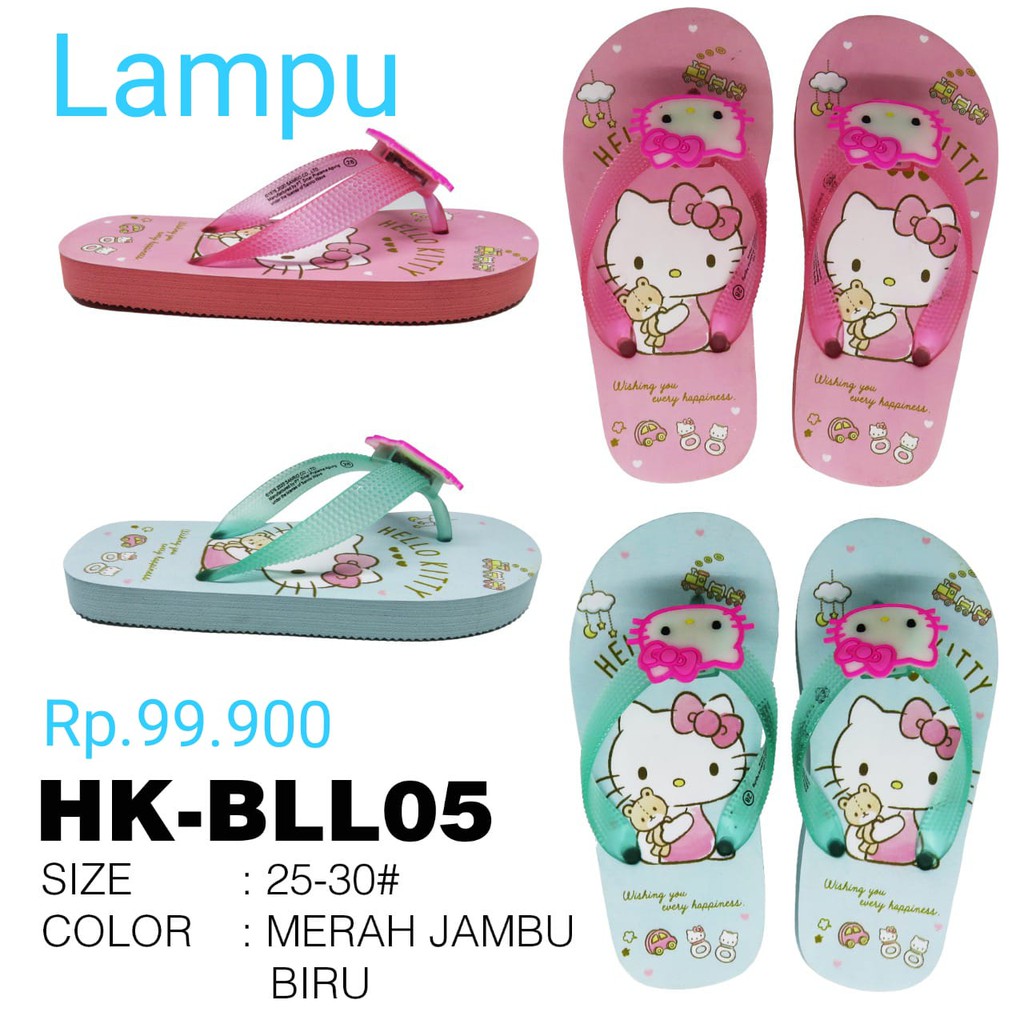 SANDAL BASIC LAMPU HELLO KITTY  / SANDAL ANAK