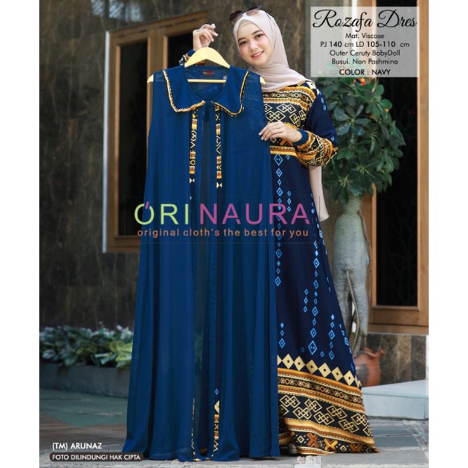 Gamis Dres Motif Set Outer ROZAFA DRES Ori Naura
