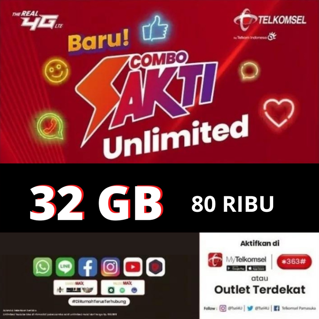 Kartu Sakti 32GB Telkomsel - Bahan As 32 GB