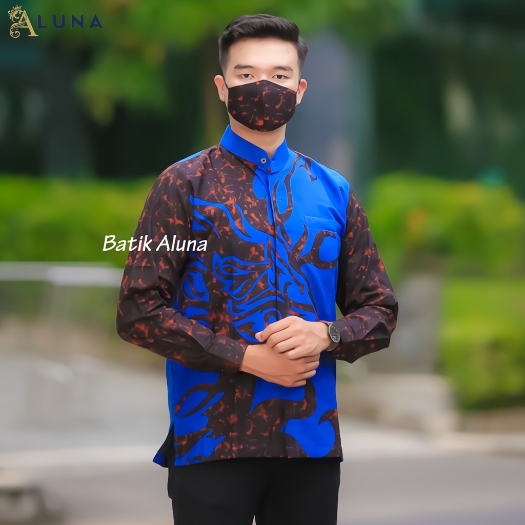 Aluna Exclusive Baju Koko Pria Dewasa Kurta Pakistan Motif Batik Baju Muslim Lengan Panjang Terbaru Good Quality Katun Premium MBA 004